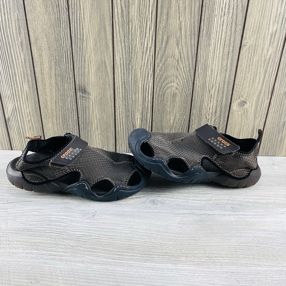 CROCS | Shoes | Crocs Swiftwater Sandals Men 8 Brown Mesh Fisherman ...